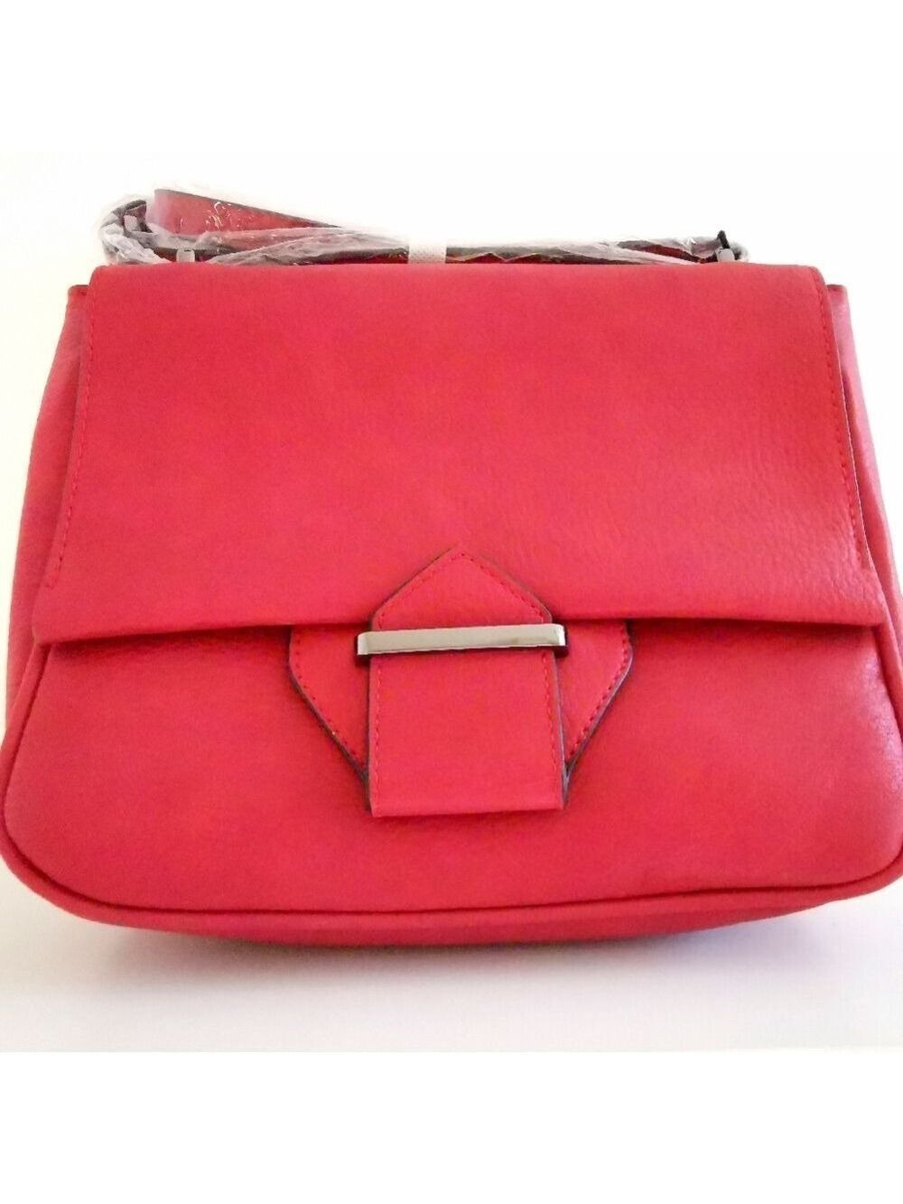Red Shoulder Bag crossbody pebble finish Vegan 🆕